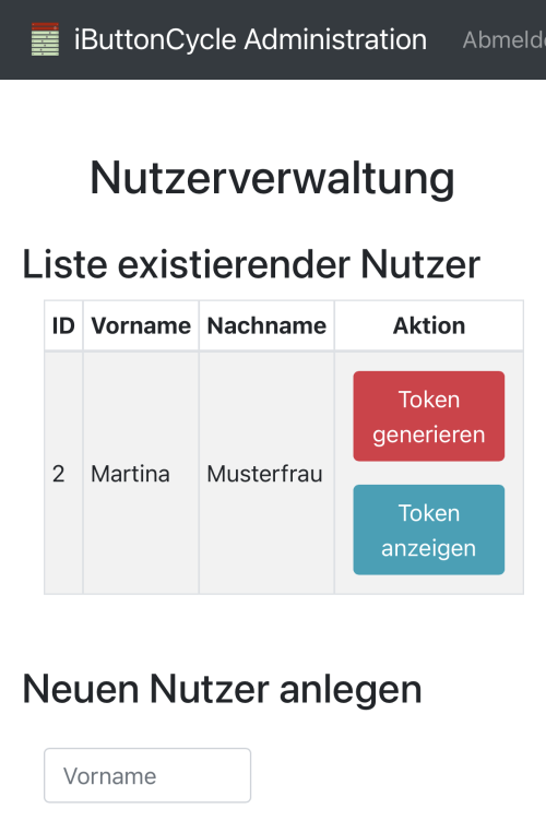 Anzeige der existierenden Nutzer:innen