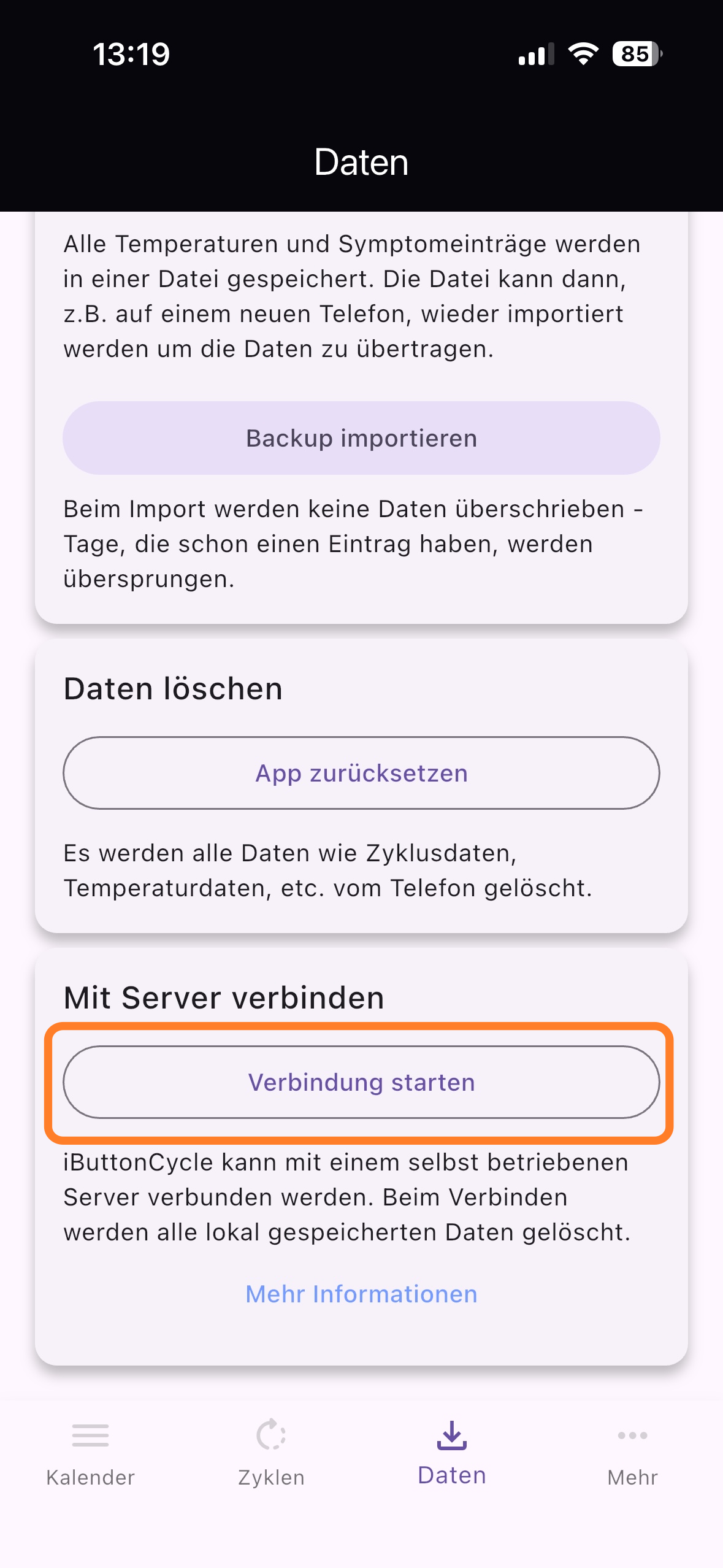 Mit Server verbinden