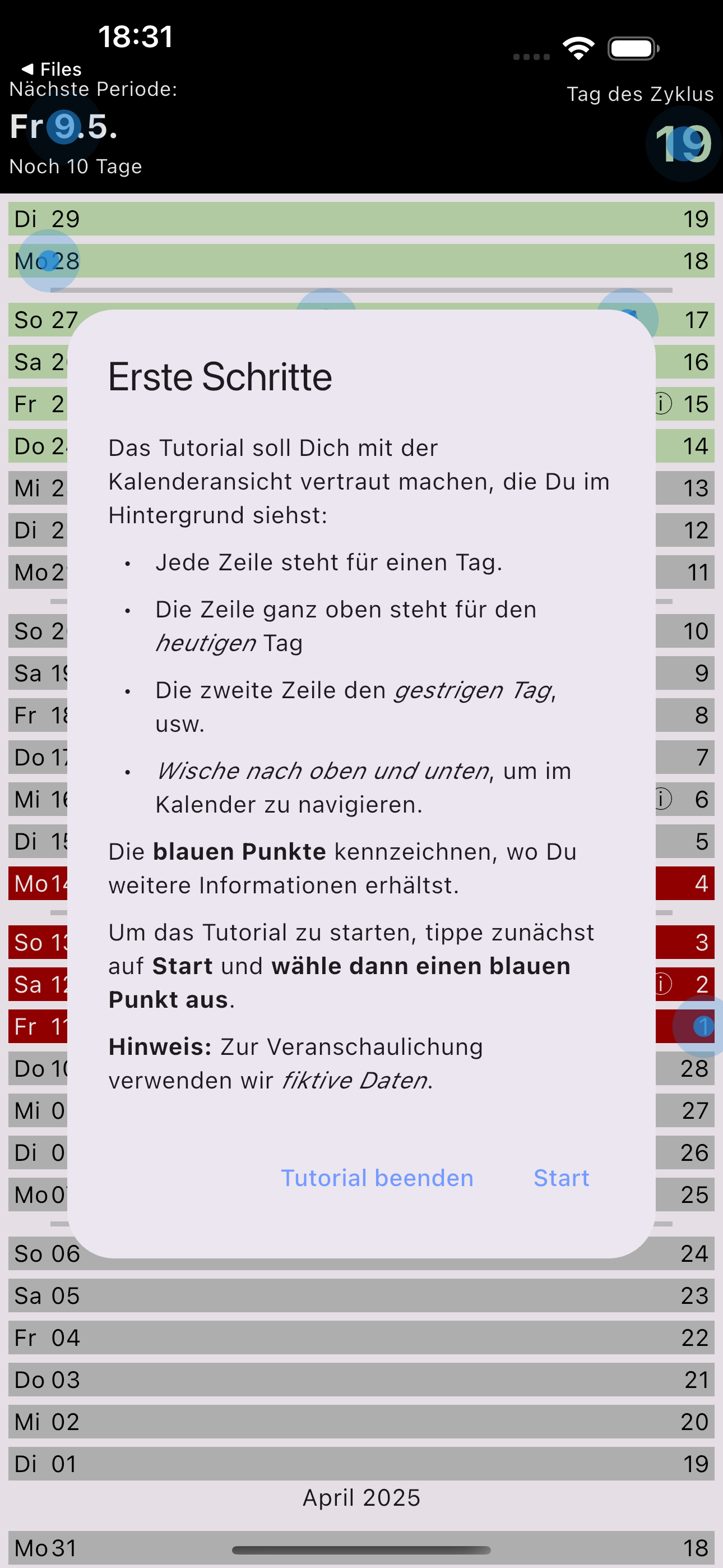 Screenshot zum Start des Tutorials